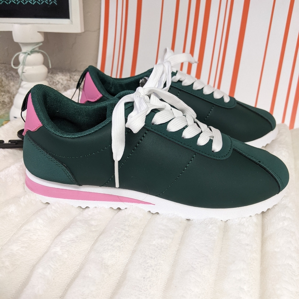 New Forest Green and Pink Women's Sneakers